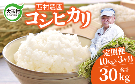 米 定期便 コシヒカリ 30kg ( 10kg × 3ヶ月 ) 《 令和7年 》 福島県 大玉村 西村農園  ｜ こしひかり 精米 定期 3回 福島 コメ 米 定期便 コシヒカリ 福島 米 定期便 コシヒカリ 福島 ｜ nm-kh10-t3-R7