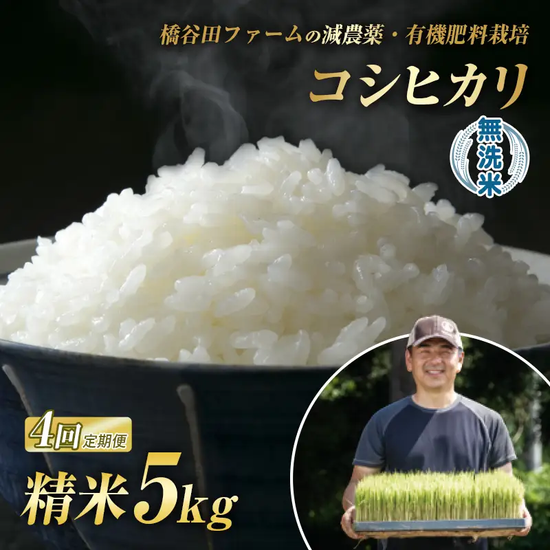 《定期便4ヶ月》減農薬・有機肥料栽培 西会津産米「コシヒカリ」無洗米 5kg 米 お米 おこめ ご飯 ごはん 福島県 西会津町 F4D-2482