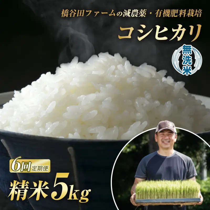 《定期便6ヶ月》減農薬・有機肥料栽培 西会津産米「コシヒカリ」無洗米 5kg 米 お米 おこめ ご飯 ごはん 福島県 西会津町 F4D-2484
