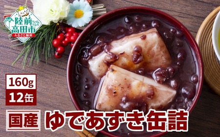 缶詰 国産ゆであずき 160g×12個セット 無添加 お雑煮 おしるこ 餅 正月 あずき