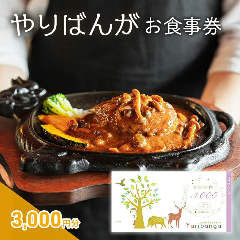 【ふるさと納税】やりばんが お食事券 3,000円分 ギフト お祝い 贈答品 中元 歳暮 数量限定 期間限定 人気 ふるさと納税 ふるさと 人気 おすすめ 送料無料 兵庫県 三田市 [3d28bae490000]