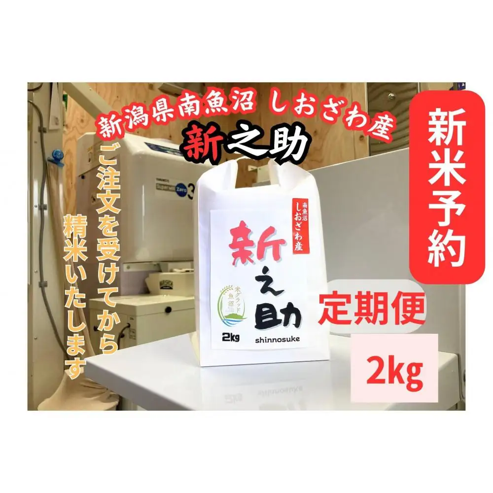 【令和8年産・新米予約・定期便】新潟県南魚沼産　新之助　2kg×３か月　大粒でツヤがあるこれまでにないお米【定期便 銘柄米 ブランド米 精米 新之助 魚沼産 新潟米】【2026年10月中旬より1ヶ月以内に順次発送予定】