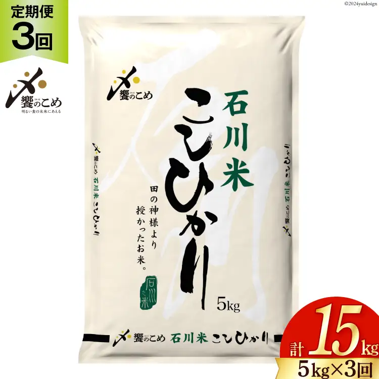 米 定期便 石川米 こしひかり 5kg × 3回 [38601207] 米