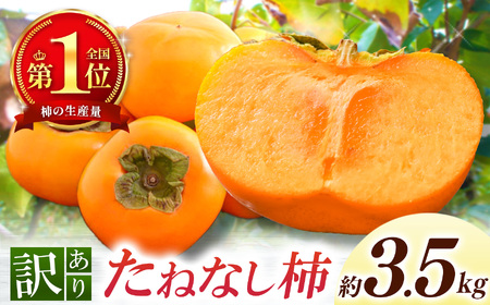 【なら育ち 益田農園】たねなし柿　訳アリ　約3.5kg(14玉～18玉）