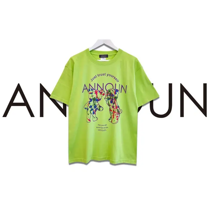 ［ANNOUN］Painting Colorful Bear Ｔシャツ | 服 黄緑 アパレルブランド 絵画 アート コラボレーション アンノウン 福祉 就労支援 就労継続支援B型事業所 アトリエ・アンノウン 埼玉県 越谷市