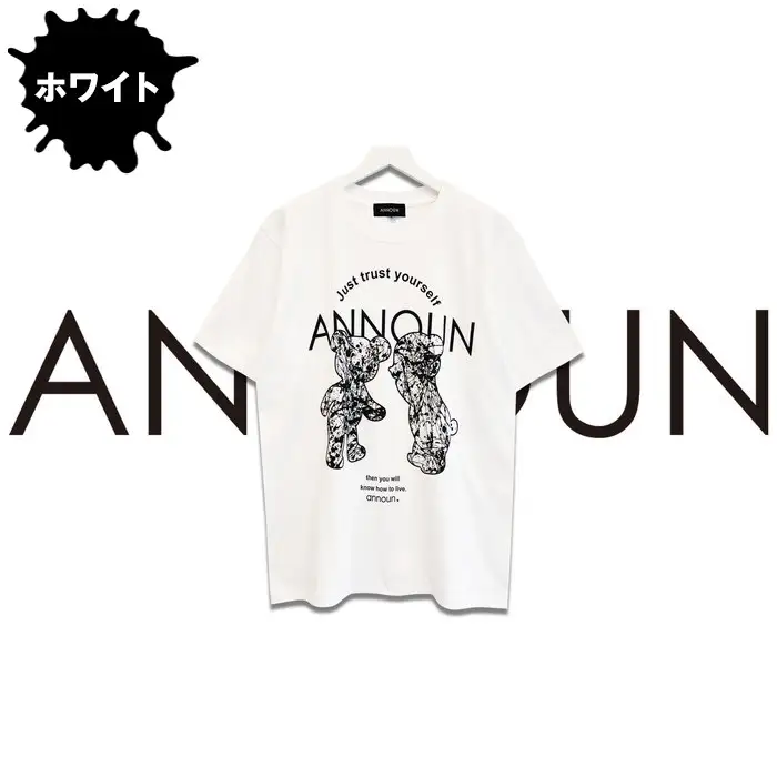 ［ANNOUN］Painting Bear Ｔシャツ ホワイト | 服 白 アパレルブランド 絵画 アート コラボレーション アンノウン 福祉 就労支援 就労継続支援B型事業所 アトリエ・アンノウン 埼玉県 越谷市