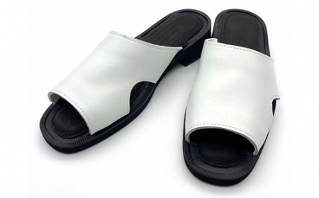 WRAP SANDALS ホワイト×ブラック×ブラック 24cm ／ マルサンフットウェアー サンダル レザー 軽量 奈良県 御所市