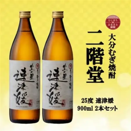 大分むぎ焼酎　二階堂速津媛25度(900ml)2本セット_大分むぎ焼酎 二階堂 麦焼酎 焼酎 酒 酒セット 焼酎セット  まとめ買い  _【1516302】
