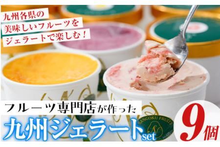 九州ジェラートセット(9個入) アイス アイスクリーム 苺 いちご イチゴ あまおう ぶどう マンゴー メロン もも モモ 桃 パイナップル パイン 不知火 しらぬい タンカン たんかん フルーツ 国産 スイーツ＜離島配送不可＞【ksg1284】【南国フルーツ】