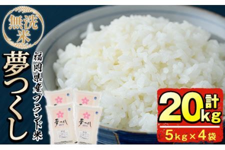 ＜令和7年産＞福岡県産ブランド米「夢つくし」無洗米(計20kg・5kg×4袋)お米 20キロ ごはん ご飯【ksg0375】【朝ごはん本舗】