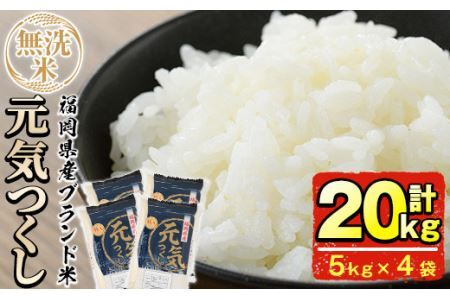 ＜令和7年産＞福岡県産ブランド米「元気つくし」無洗米(計20kg・5kg×4袋) お米 20キロ ごはん ご飯【ksg0381】【朝ごはん本舗】