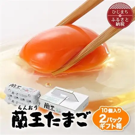 蘭王たまご　10個入り2パック　ギフト箱でお届け_卵 たまご 玉子 タマゴ 鶏卵 まとめ買い オムレツ 卵かけご飯 朝食 料理 人気 美味しい_【配送不可地域：離島】【1519751】