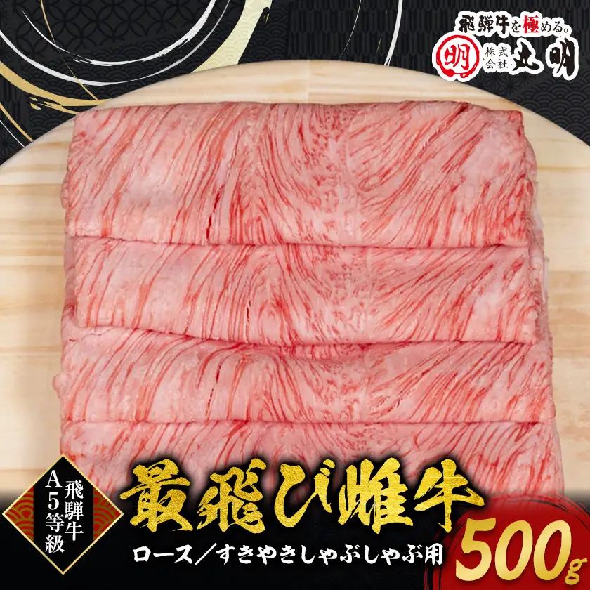 【最飛び雌牛】飛騨牛A5等級ロースすきやきしゃぶしゃぶ用　500g【配送不可地域：離島】【1520142】