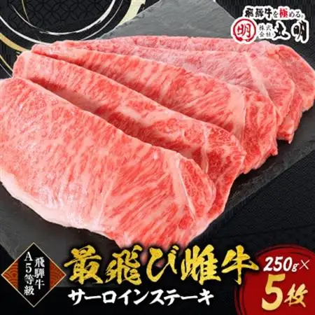 【最飛び雌牛】飛騨牛A5等級サーロインステーキ　250g×5枚【配送不可地域：離島】【1520147】