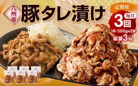 【3ヶ月定期便】 九州産豚 タレ漬け 合計1kg 500g×2袋 ×3回 総計3kg 豚肉 小間切れ コマ切れ 肉 タレ 冷凍 豚 小分け 簡単調理 国産 九州産 定期便 3回 熊本県 水俣市 