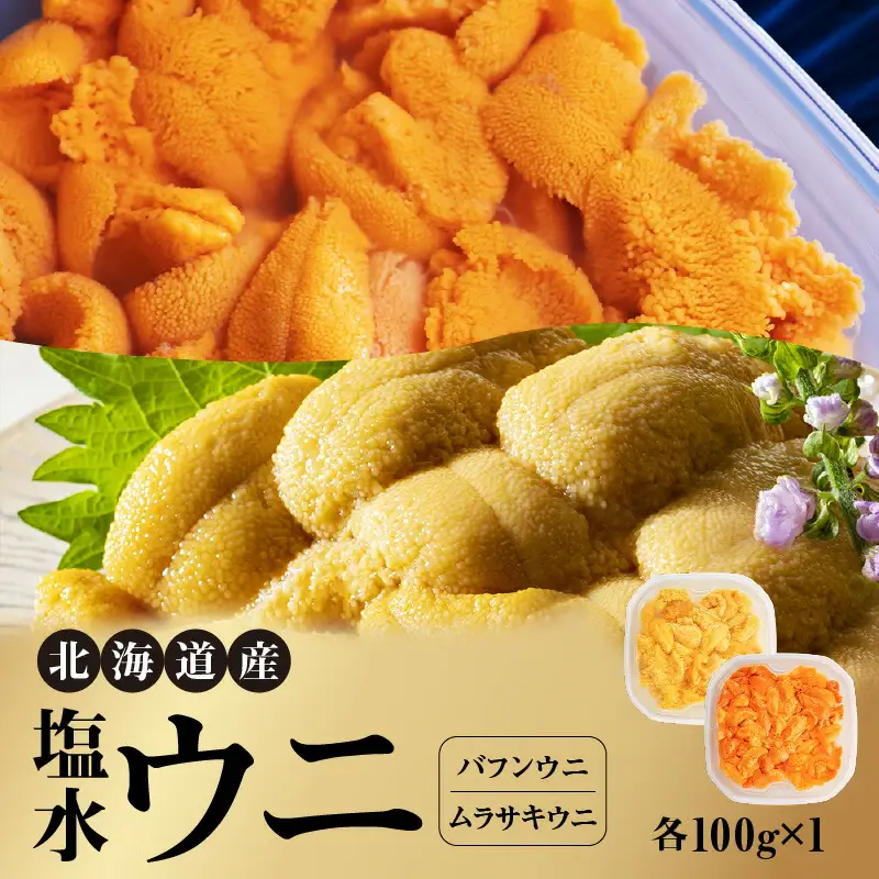 北海道産　世壱屋塩水ウニ（ムラサキウニ＆バフンウニ）各100g_Y038-0142