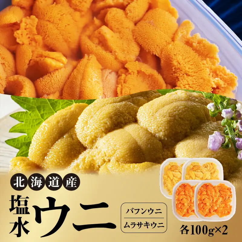 北海道産　世壱屋塩水ウニ（ムラサキウニ＆バフンウニ）各200g_Y038-0143