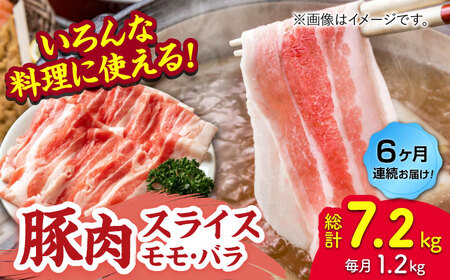 【6回定期便】豚肉スライス（モモ・バラ）約1.2kg（約300g×4pc）【吉里精肉】[ZEW094]