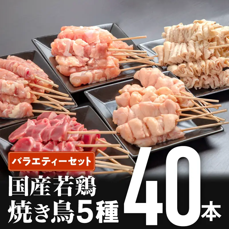 鶏肉 焼き鳥 5種 40本 小分け バラエティーセット 鶏肉