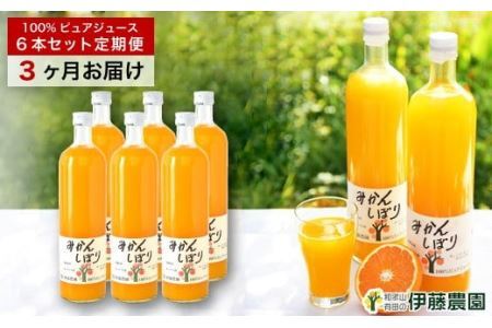 【定期便】伊藤農園 みかんジュース大瓶6本セット(3ヶ月お届け)(B654-2)