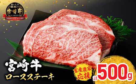 オンライン決済限定【令和8年5月配送】【畜産農家応援】宮崎牛 ロースステーキ (250g×2枚) 500g_CC66-25-05