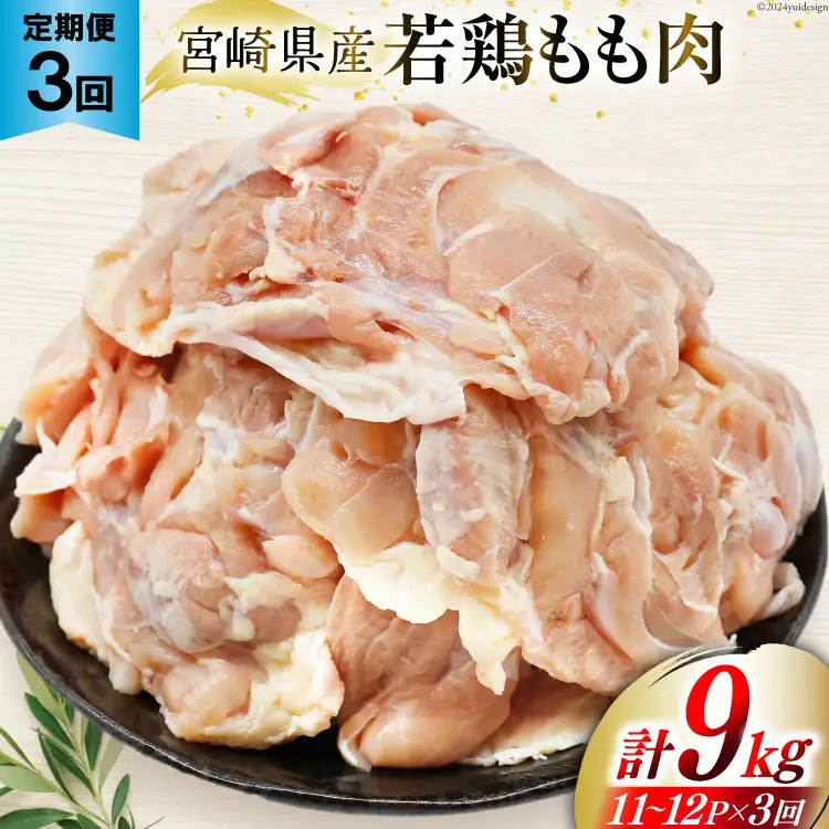 定期便 肉 鶏肉 3回定期便 若鶏もも身11?12パック 計3kg [九州児湯フーズ 宮崎県 美郷町 31aj0059]