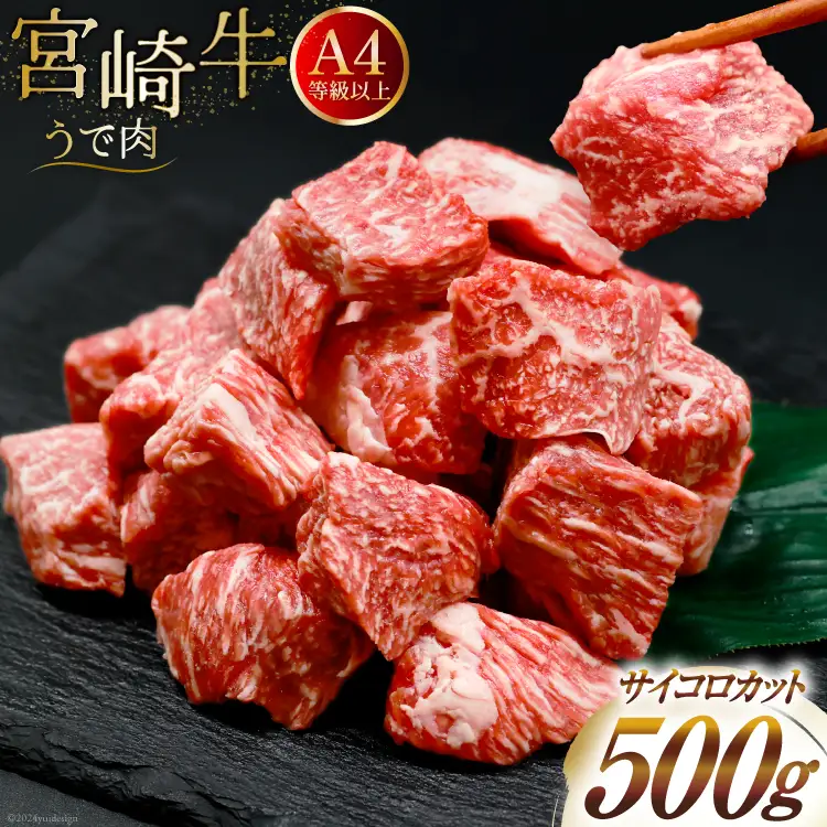 肉 牛肉 宮崎牛うで肉 サイコロカット 500g [牛心フードサービス 宮崎県 美郷町 31bm0058]