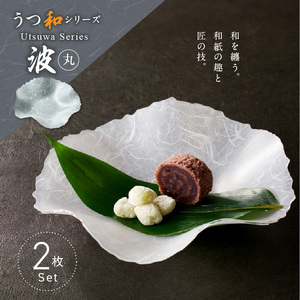 うつ和シリーズ「波・丸」(UT003A)(2枚入り)[111N09] 食器 日本製 家庭用食洗器対応可 耐熱温度80℃ 耐久性 割れにくい 電子レンジ不可 皿 お皿 うつわ 器 アクリル 樹脂 和紙 モダン 手曲げ加工