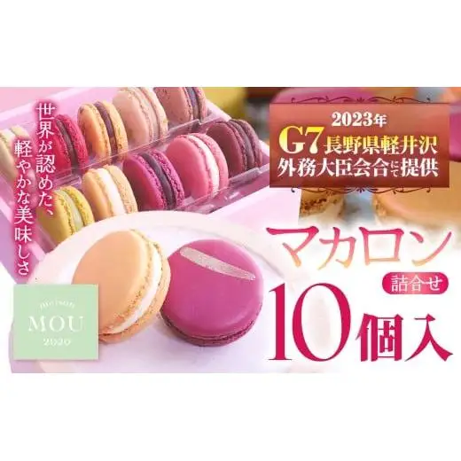 『G7軽井沢』にて提供　マカロン10個詰合せ | マカロン まかろん りんご蜂蜜 スイーツ 桔梗ヶ原 メルロ 赤ワイン シトロン ミエル レモン フレーバー 詰め合わせ 甘い 塩尻市 長野県