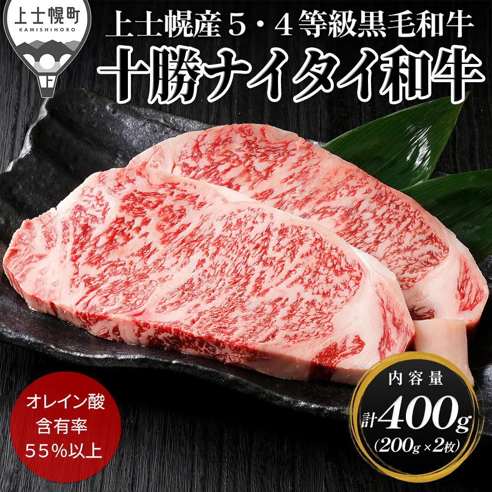 十勝ナイタイ和牛 サーロイン ステーキ 計400g（200g×2枚） ステーキ用 国産 北海道 牛 肉 牛肉 国産牛 和牛 5・4等級 黒毛和牛 オレイン酸含有率55%以上 冷凍