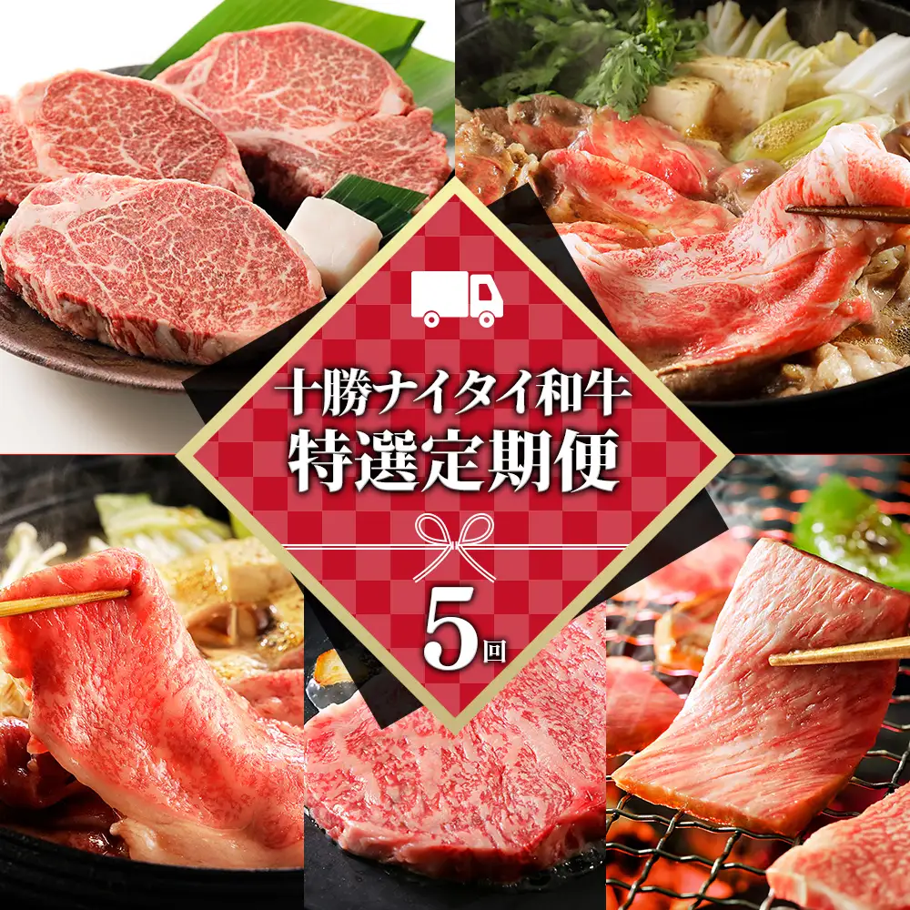 十勝ナイタイ和牛 特選 定期便 5回 5ヵ月定期便 国産 北海道 牛 肉 牛肉 和牛 5・4等級 黒毛和牛 オレイン酸含有率55%以上 焼肉 すき焼き ステーキ サーロイン ヒレ フィレ 肩ロース リブロース 冷凍