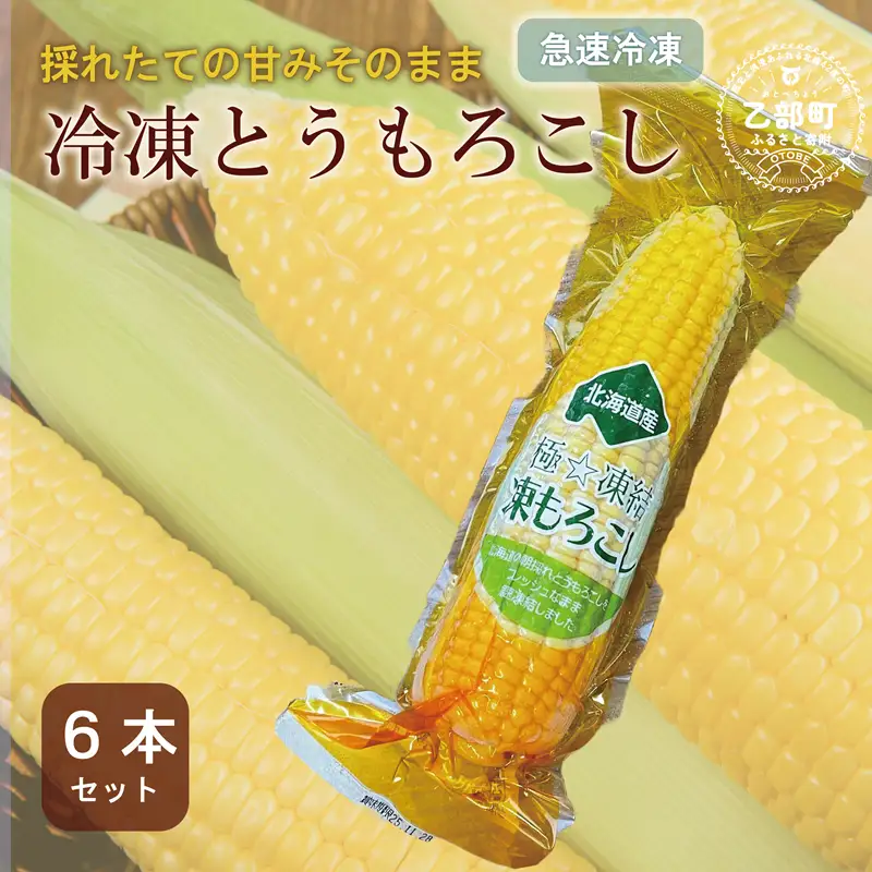 ＜ささや農園産 極★凍結とうもろこし 6本＞北海道 道産 国産 乙部町 とうもろこし とうきび 冷凍 急速冷凍 鮮度そのまま 甘さ 糖度 個包装 ゴールドラッシュ 恵味ゴールド