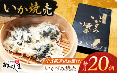 【全3回定期便】かべしまのいか焼売いかすみ焼売20個入り【呼子かべしま直売所】HCL042 いかしゅうまい焼売イカしゅうまいイカイカ焼売