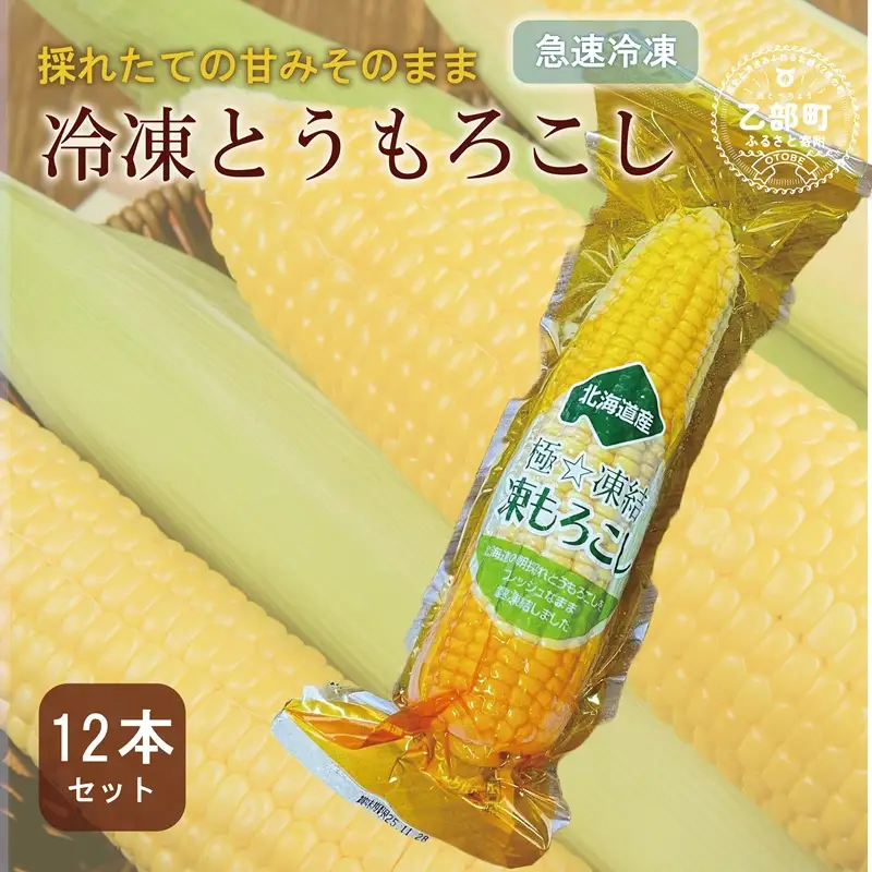 ＜ささや農園産 極★凍結とうもろこし 12本＞北海道 道産 国産 乙部町 とうもろこし とうきび 冷凍 急速冷凍 鮮度そのまま 甘さ 糖度 個包装 ゴールドラッシュ 恵味ゴールド