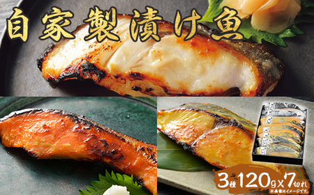 D7-08A自家製漬け魚3種（120g×7切れ）