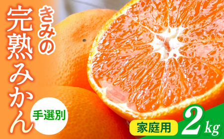  あま～い！ カツオの有機肥料が味の決め手！ 「きみの完熟ミカン」 約2kg (15~25個程度) サイズ混合 2S~L ご家庭用(秀優混合) 紀美野町産 /みかん ミカン 柑橘 和歌山県 有機 手選別 【kmf004-c-2】