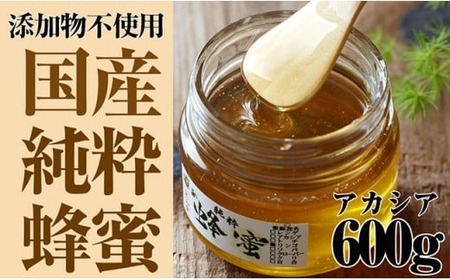 国産純粋蜂蜜【アカシア】600g 瓶入り はちみつ 蜂蜜