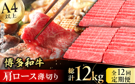 【12回定期便】肩ロース薄切り 1kg / 牛肉 ロース[AFBV074]