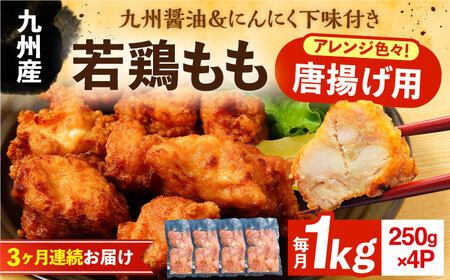 【全3回定期便】お肉屋の唐揚げ 1kg 九州産若鶏モモ肉・ニンニク使用[VAJ013] 鶏肉 からあげ