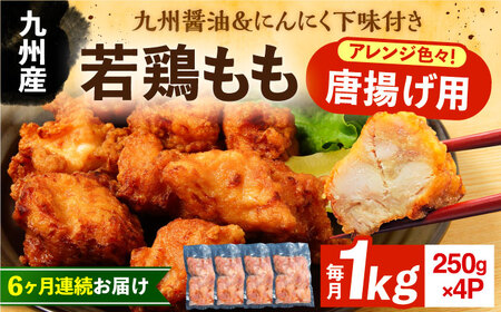 【全6回定期便】お肉屋の唐揚げ 1kg 九州産若鶏モモ肉・ニンニク使用[VAJ014] 鶏肉 からあげ