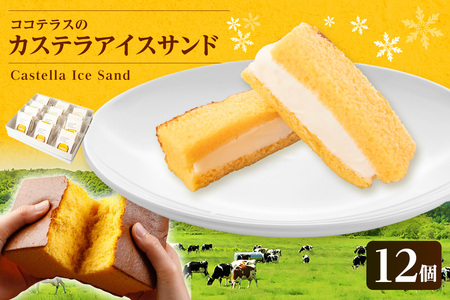 ココテラスのカステラアイスサンド（12個） 洋菓子 和菓子 焼き菓子 北海道産 バニラ アイス アイスクリーム アイスサンド カステラ 子どものおやつ おやつ 卵 ティータイム ギフト 手土産 こだわりスイーツ デザート ココテラス 母の日 父の日 お取り寄せ グルメ ティータイム