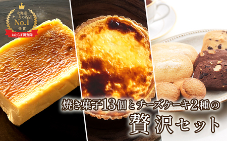 【Google口コミ星4.9の洋菓子店】【贅沢セット】なかしべつ人気の焼き菓子13個とチーズケーキ２種類の贅沢セット 計935g【5200501】