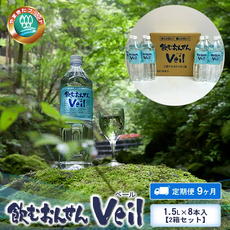 【定期便9ヶ月】飲むおんせんベール1.5L×8本入【2箱セット】【 温泉水 温泉純度100％ 保存水 防災 神奈川県 山北町 】