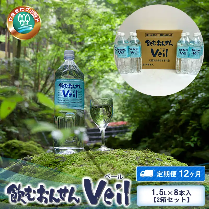 【定期便12ヶ月】飲むおんせんベール1.5L×8本入【2箱セット】【 温泉水 温泉純度100％ 保存水 防災 神奈川県 山北町 】