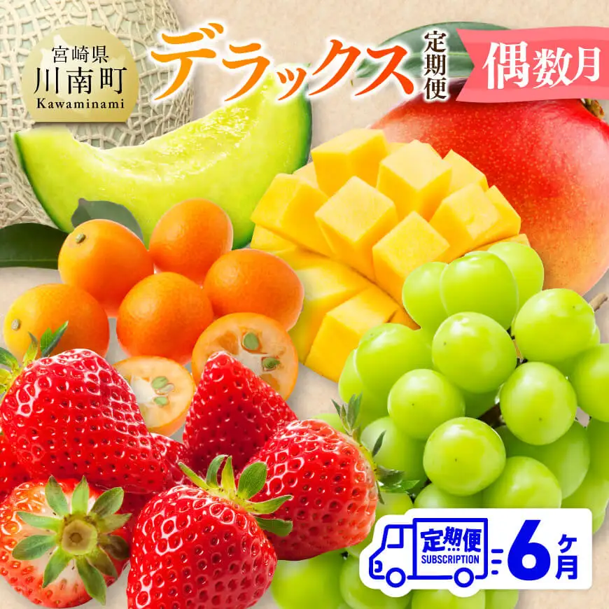  デラックス 定期便 【偶数月】【 川南町産 きんかん いちご 完熟 マンゴー ぶどう シャイン マスカット メロン  全6回定期便 】