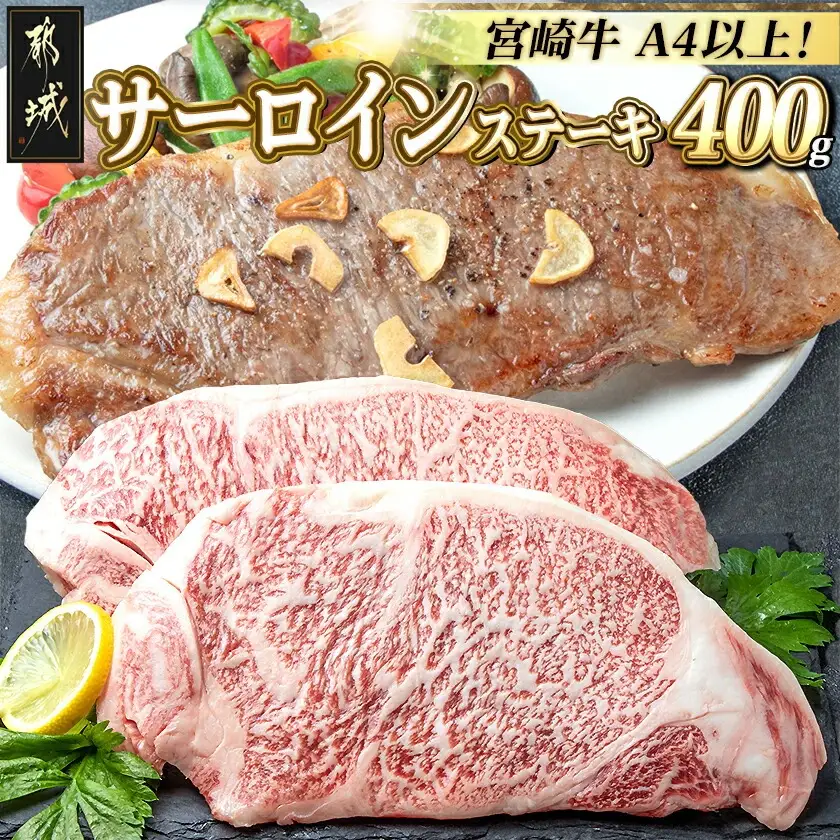 宮崎牛サーロインステーキ200g×2〔18-2501〕_(都城市) 都城産宮崎牛 サーロインステーキ 200g×2枚 塩コショー・ステーキソース付き