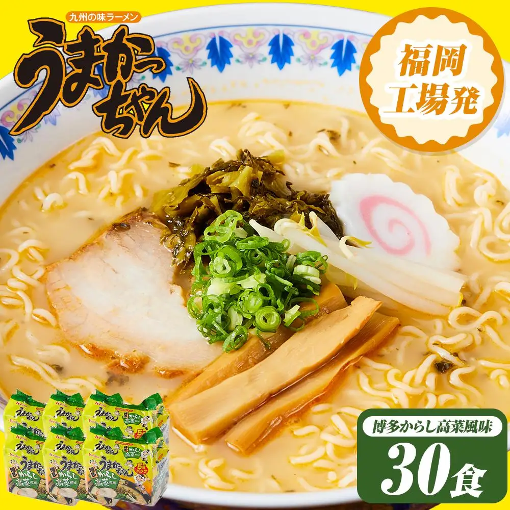 うまかっちゃん＜博多 からし高菜風味＞ 30食（5食入×6袋）福岡市／豚骨ラーメン | 麺 食品 加工食品 人気 おすすめ 送料無料