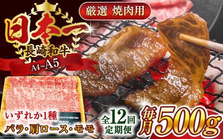 【全12回定期便】【A4~A5】長崎和牛焼肉用　500g【株式会社 MEAT PLUS】[QBS035]