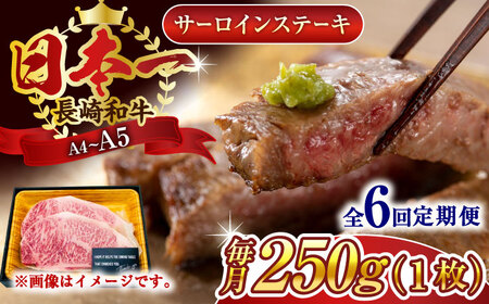 【全6回定期便】【A4~A5】長崎和牛サーロインステーキ　250g（250g×1枚）【株式会社 MEAT PLUS】[QBS070]