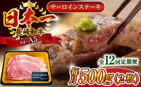 【全12回定期便】【A4~A5】長崎和牛サーロインステーキセット　500g（250g×2枚）【株式会社 MEAT PLUS】[QBS074]